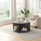 GDFStudio - Table Basse Ronde Industrielle Mason à 4 Pièces avec Rangement à 2 Niveaux