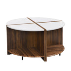 GDFStudio - Table Basse Ronde Industrielle Mason à 4 Pièces avec Rangement à 2 Niveaux