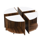 GDFStudio - Table Basse Ronde Industrielle Mason à 4 Pièces avec Rangement à 2 Niveaux