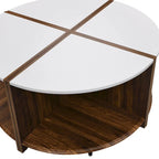 GDFStudio - Table Basse Ronde Industrielle Mason à 4 Pièces avec Rangement à 2 Niveaux