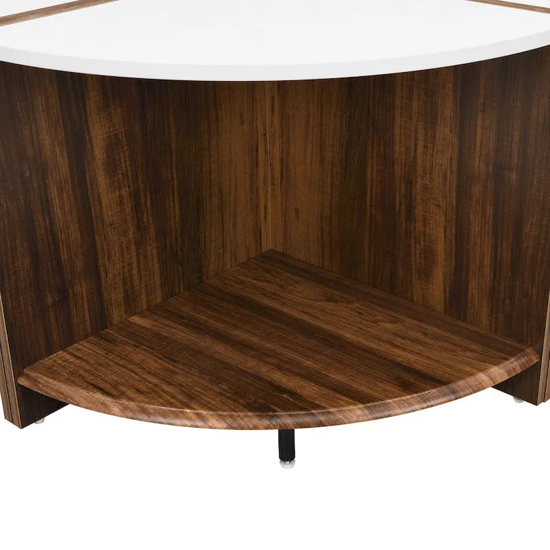 GDFStudio - Table Basse Ronde Industrielle Mason à 4 Pièces avec Rangement à 2 Niveaux