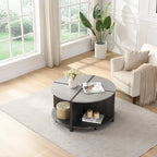 GDFStudio - Table Basse Ronde Industrielle Mason à 4 Pièces avec Rangement à 2 Niveaux