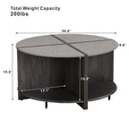 GDFStudio - Table Basse Ronde Industrielle Mason à 4 Pièces avec Rangement à 2 Niveaux