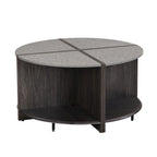 GDFStudio - Table Basse Ronde Industrielle Mason à 4 Pièces avec Rangement à 2 Niveaux