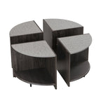 GDFStudio - Table Basse Ronde Industrielle Mason à 4 Pièces avec Rangement à 2 Niveaux