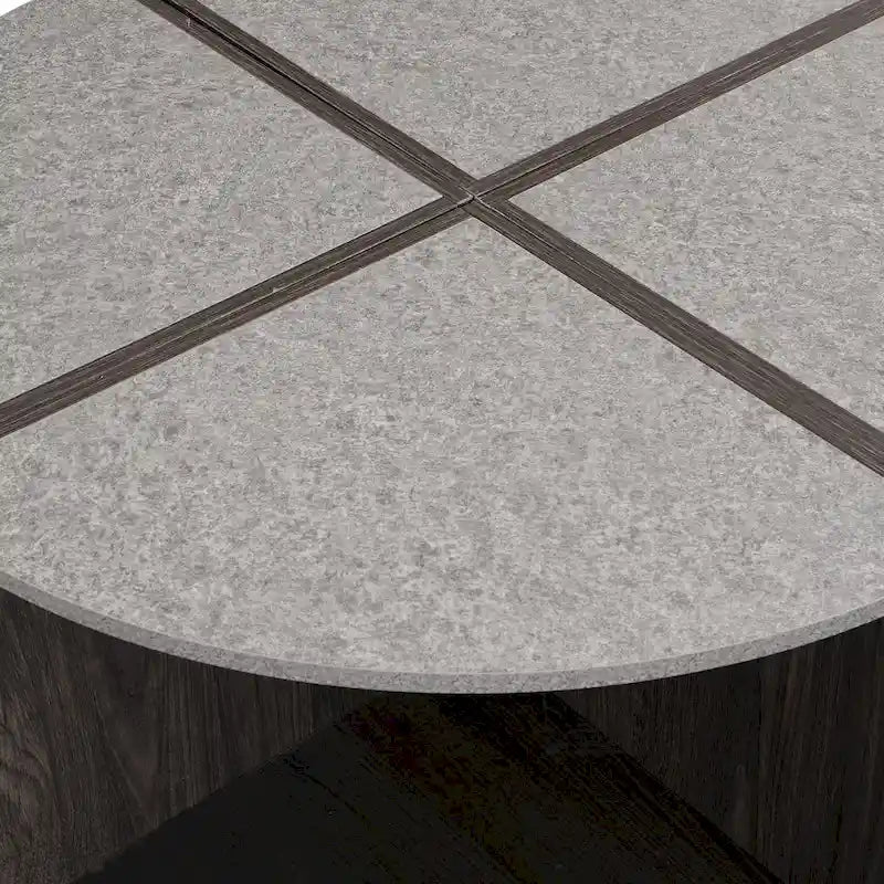 GDFStudio - Table Basse Ronde Industrielle Mason à 4 Pièces avec Rangement à 2 Niveaux