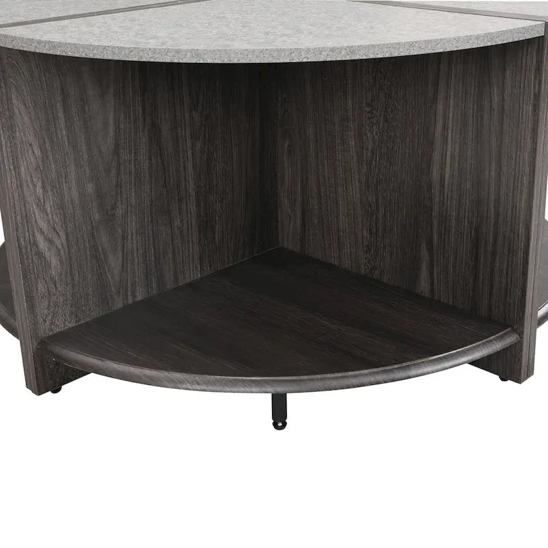 GDFStudio - Table Basse Ronde Industrielle Mason à 4 Pièces avec Rangement à 2 Niveaux