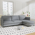 Christopher Knight Home - Canapé spacieux Benjamin 3 places en forme de L avec pouf mobile et poches de rangement