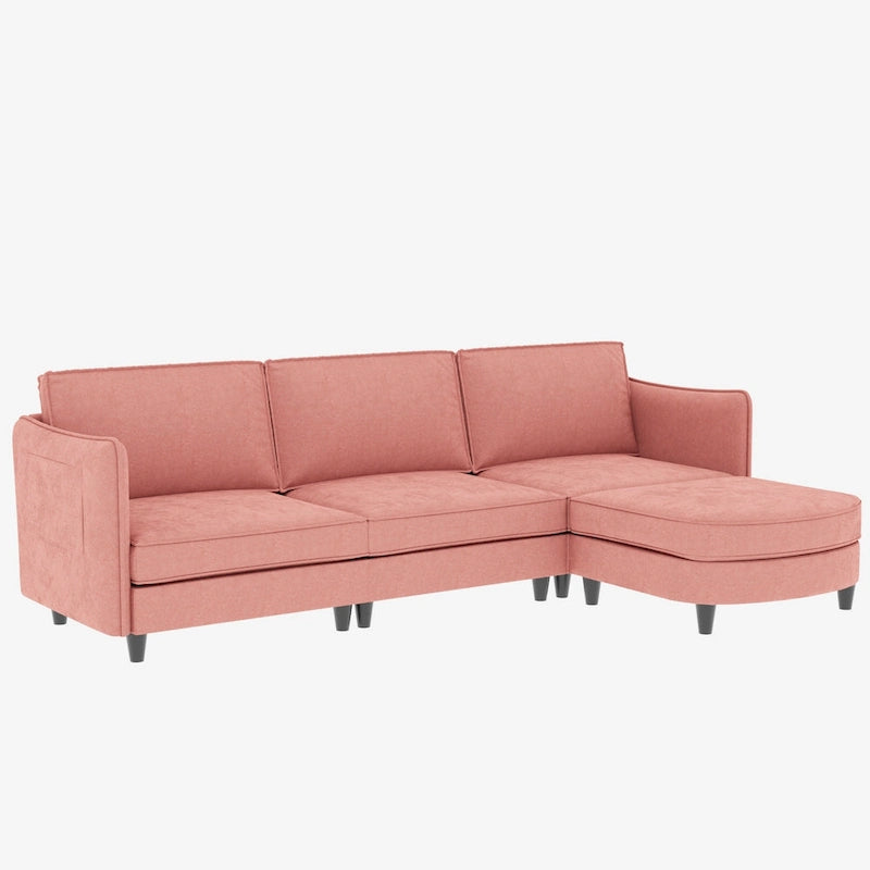 Christopher Knight Home - Canapé spacieux Benjamin 3 places en forme de L avec pouf mobile et poches de rangement