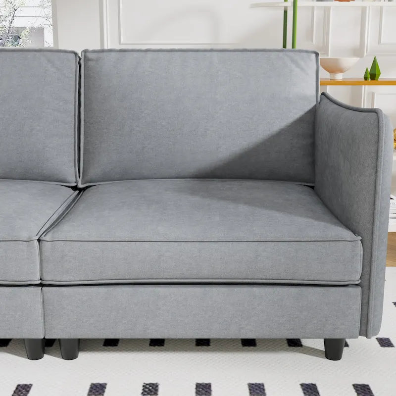 Christopher Knight Home - Canapé spacieux Benjamin 3 places en forme de L avec pouf mobile et poches de rangement