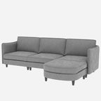 Christopher Knight Home - Canapé spacieux Benjamin 3 places en forme de L avec pouf mobile et poches de rangement