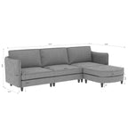 Christopher Knight Home - Canapé spacieux Benjamin 3 places en forme de L avec pouf mobile et poches de rangement