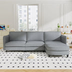 Christopher Knight Home - Canapé spacieux Benjamin 3 places en forme de L avec pouf mobile et poches de rangement