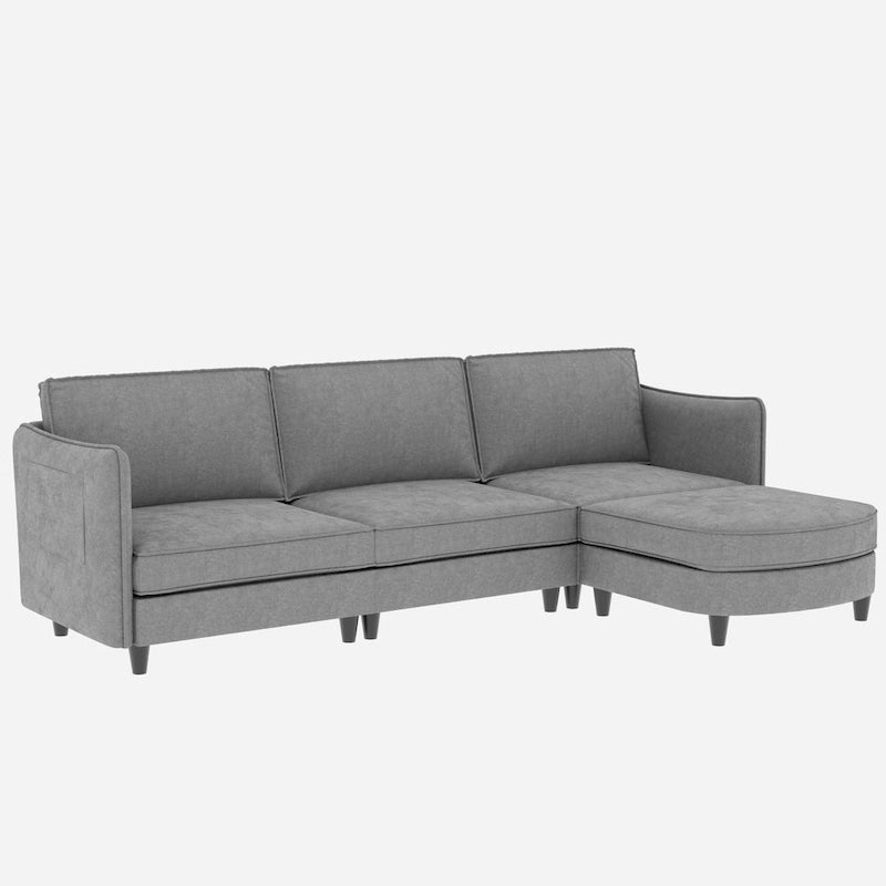 Christopher Knight Home - Canapé spacieux Benjamin 3 places en forme de L avec pouf mobile et poches de rangement