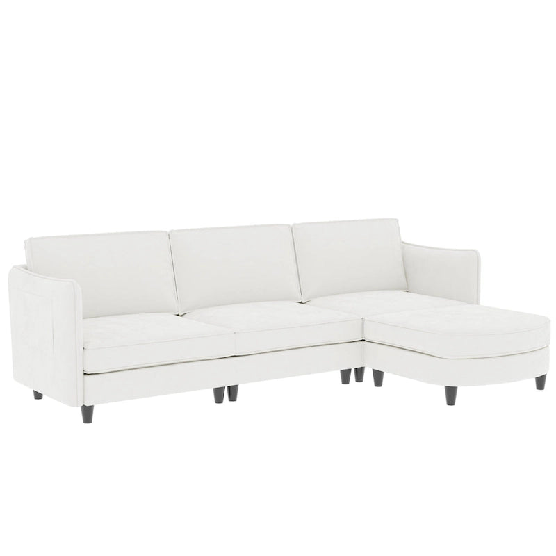 Christopher Knight Home - Canapé spacieux Benjamin 3 places en forme de L avec pouf mobile et poches de rangement