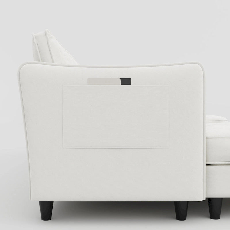 Christopher Knight Home - Canapé spacieux Benjamin 3 places en forme de L avec pouf mobile et poches de rangement