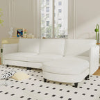 Christopher Knight Home - Canapé spacieux Benjamin 3 places en forme de L avec pouf mobile et poches de rangement