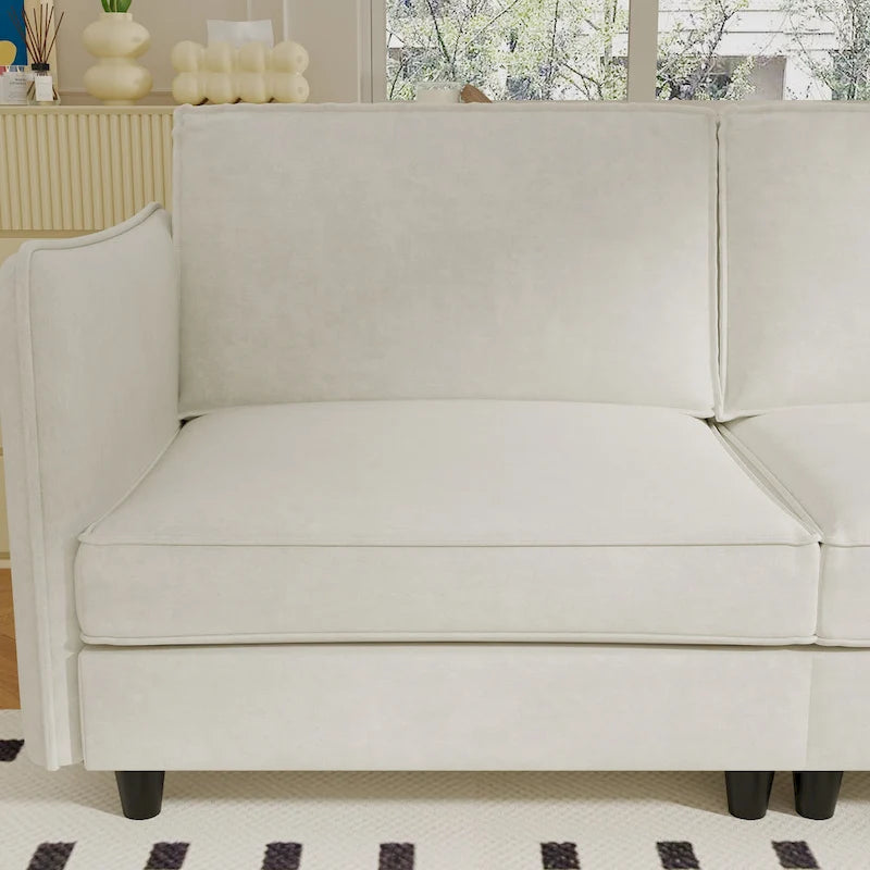 Christopher Knight Home - Canapé spacieux Benjamin 3 places en forme de L avec pouf mobile et poches de rangement