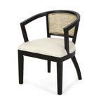 Chaises de salle à manger Christopher Knight Home en bois d'hévéa rembourrées avec dossier en cannage de cassis - Lot de 2