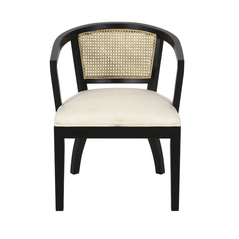 Chaises de salle à manger Christopher Knight Home en bois d'hévéa rembourrées avec dossier en cannage de cassis - Lot de 2