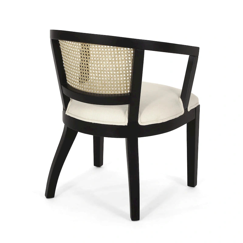 Chaises de salle à manger Christopher Knight Home en bois d'hévéa rembourrées avec dossier en cannage de cassis - Lot de 2