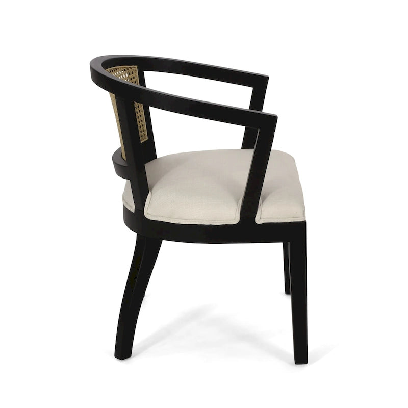 Chaises de salle à manger Christopher Knight Home en bois d'hévéa rembourrées avec dossier en cannage de cassis - Lot de 2