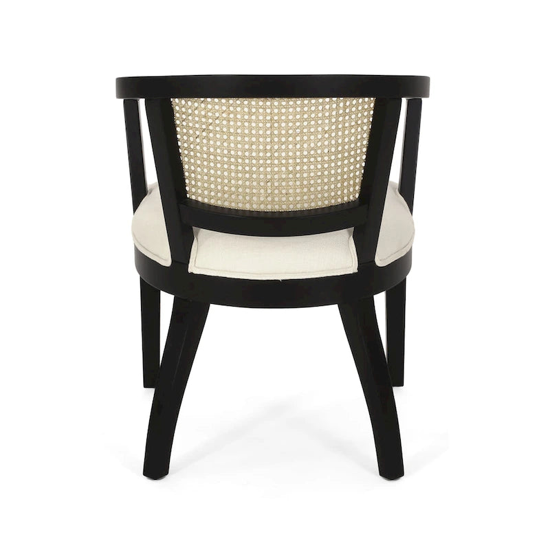 Chaises de salle à manger Christopher Knight Home en bois d'hévéa rembourrées avec dossier en cannage de cassis - Lot de 2