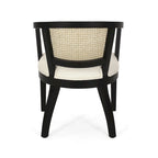 Chaises de salle à manger Christopher Knight Home en bois d'hévéa rembourrées avec dossier en cannage de cassis - Lot de 2