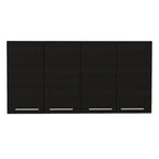 47 armoire murale d'appoint en bois noir à quatre portes