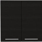 47 armoire murale d'appoint en bois noir à quatre portes