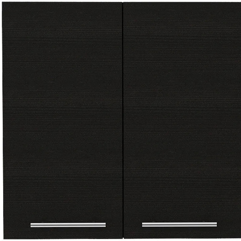 47 armoire murale d'appoint en bois noir à quatre portes