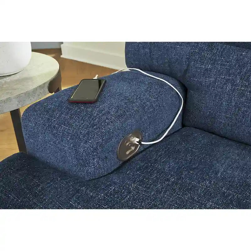 Signature Design by Ashley Acklen Place Canapé d'angle inclinable électrique 6 places avec chaise longue, bleu – 137 larg. x 124 prof. x 42 haut.