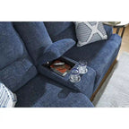 Signature Design by Ashley Acklen Place Canapé d'angle inclinable électrique 6 places avec chaise longue, bleu – 137 larg. x 124 prof. x 42 haut.
