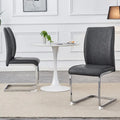 Lot de 2 Chaises de Salle à Manger Modernes avec Dossier en PU, Assise en Mousse Haute Densité et Pieds en Métal Courbés, pour Salle à Manger, Salon, Chambre à Coucher