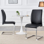 Lot de 2 Chaises de Salle à Manger Modernes avec Dossier en PU, Assise en Mousse Haute Densité et Pieds en Métal Courbés, pour Salle à Manger, Salon, Chambre à Coucher