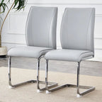 Lot de 2 Chaises de Salle à Manger Modernes avec Dossier en PU, Assise en Mousse Haute Densité et Pieds en Métal Courbés, pour Salle à Manger, Salon, Chambre à Coucher