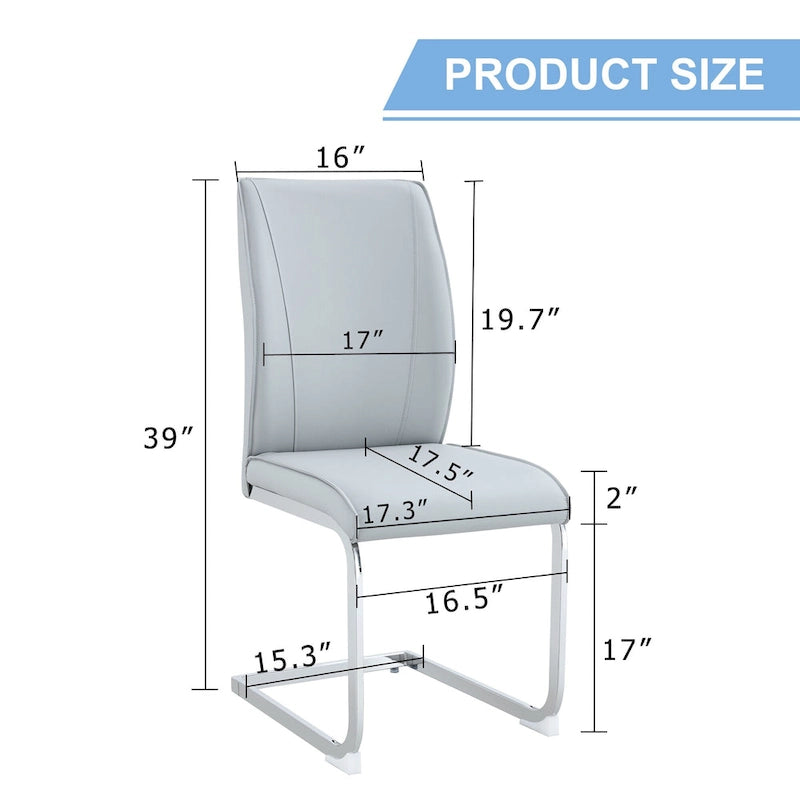 Lot de 2 Chaises de Salle à Manger Modernes avec Dossier en PU, Assise en Mousse Haute Densité et Pieds en Métal Courbés, pour Salle à Manger, Salon, Chambre à Coucher