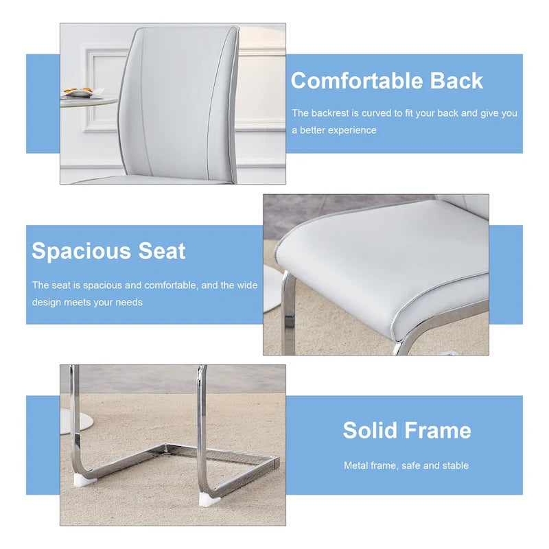 Lot de 2 Chaises de Salle à Manger Modernes avec Dossier en PU, Assise en Mousse Haute Densité et Pieds en Métal Courbés, pour Salle à Manger, Salon, Chambre à Coucher