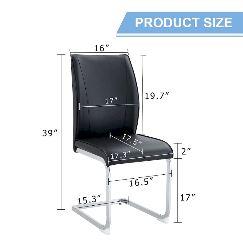 Lot de 2 Chaises de Salle à Manger Modernes avec Dossier en PU, Assise en Mousse Haute Densité et Pieds en Métal Courbés, pour Salle à Manger, Salon, Chambre à Coucher