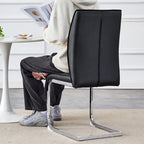 Lot de 2 Chaises de Salle à Manger Modernes avec Dossier en PU, Assise en Mousse Haute Densité et Pieds en Métal Courbés, pour Salle à Manger, Salon, Chambre à Coucher