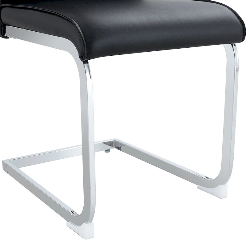 Lot de 2 Chaises de Salle à Manger Modernes avec Dossier en PU, Assise en Mousse Haute Densité et Pieds en Métal Courbés, pour Salle à Manger, Salon, Chambre à Coucher