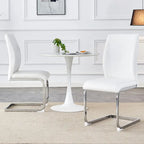 Lot de 2 Chaises de Salle à Manger Modernes avec Dossier en PU, Assise en Mousse Haute Densité et Pieds en Métal Courbés, pour Salle à Manger, Salon, Chambre à Coucher