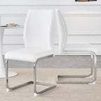 Lot de 2 Chaises de Salle à Manger Modernes avec Dossier en PU, Assise en Mousse Haute Densité et Pieds en Métal Courbés, pour Salle à Manger, Salon, Chambre à Coucher