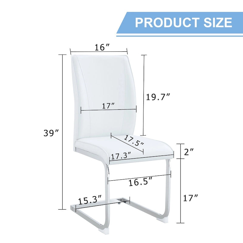 Lot de 2 Chaises de Salle à Manger Modernes avec Dossier en PU, Assise en Mousse Haute Densité et Pieds en Métal Courbés, pour Salle à Manger, Salon, Chambre à Coucher