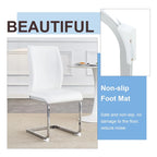 Lot de 2 Chaises de Salle à Manger Modernes avec Dossier en PU, Assise en Mousse Haute Densité et Pieds en Métal Courbés, pour Salle à Manger, Salon, Chambre à Coucher