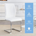 Lot de 2 Chaises de Salle à Manger Modernes avec Dossier en PU, Assise en Mousse Haute Densité et Pieds en Métal Courbés, pour Salle à Manger, Salon, Chambre à Coucher