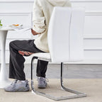 Lot de 2 Chaises de Salle à Manger Modernes avec Dossier en PU, Assise en Mousse Haute Densité et Pieds en Métal Courbés, pour Salle à Manger, Salon, Chambre à Coucher