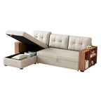 GDFStudio - Canapé d'angle convertible Vinnas avec lit gigogne et méridienne de rangement caché