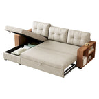 GDFStudio - Canapé d'angle convertible Vinnas avec lit gigogne et méridienne de rangement caché