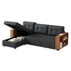 GDFStudio - Canapé d'angle convertible Vinnas avec lit gigogne et méridienne de rangement caché